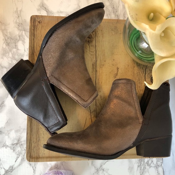 Diba Shoes - Diba Bronze & Brown Leather Ankle Boots 6.5